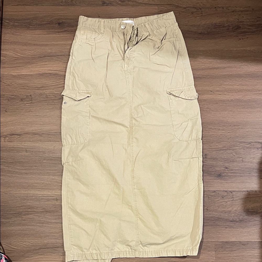 Zara Tan Midi Cargo Skirt